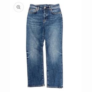 6397 495 Straight Jeans Blue SZ 25 Classic Fit Cropped Button Up Style NP073